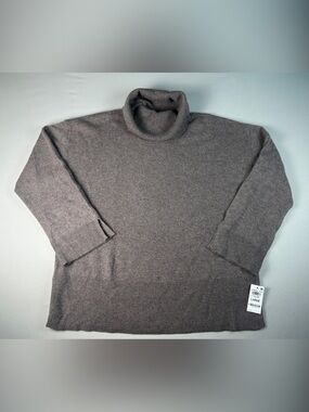 NWT Cashmere Charter Club Luxury Sweater Cozy Women's Brown/Gray Turtleneck